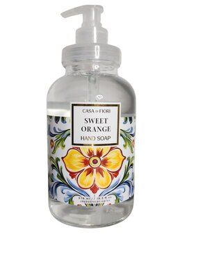 Casa Di Fiori Sweet Orange Liquid Hand Soap Wash 19.5 fl oz Glass Bottle